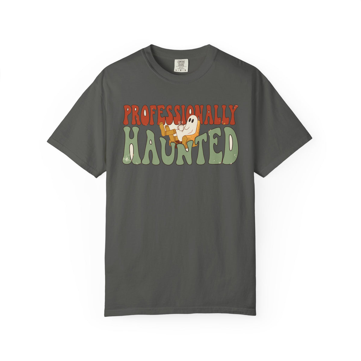 Professionally Haunted Ghost Shirt, Comfort Colors Funny Halloween Tee, Cozy Ghost Gift, Retro Spooky Homebody Shirt