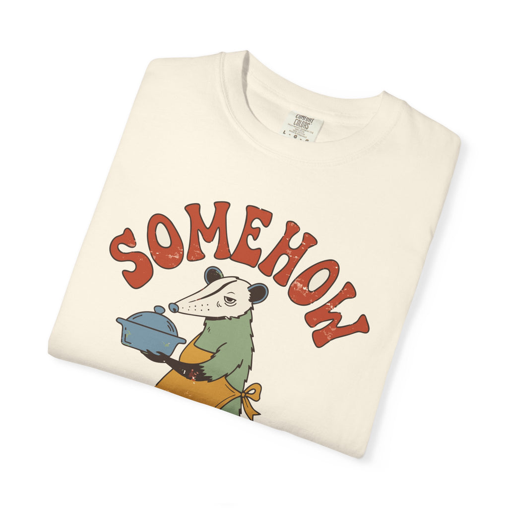 Funny Possum Comfort Colors Shirt, Somehow Hosting Again, Thanksgiving Hostess Tee, Friendsgiving Gift