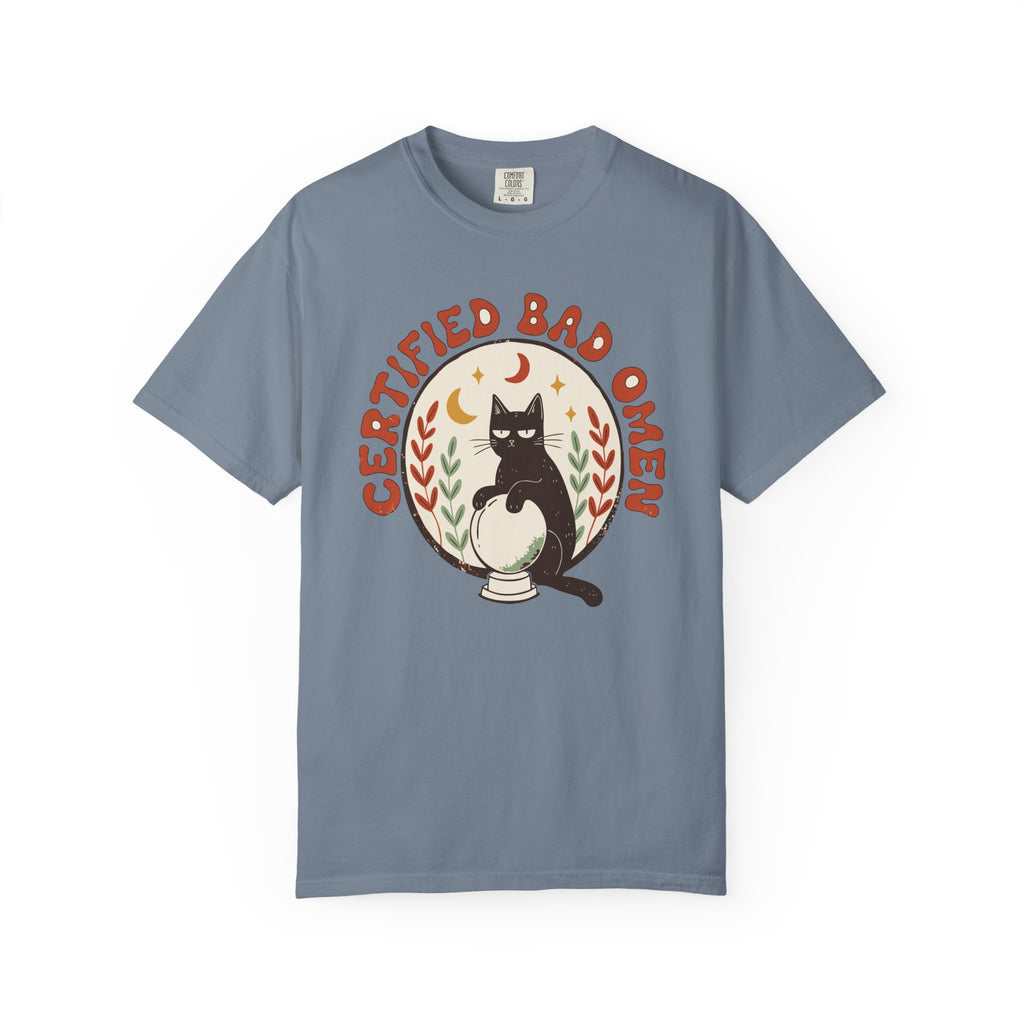 Certified Bad Omen Black Cat Shirt, Comfort Colors Halloween Tee, Funny Cat Lover Gift, Witchy Retro Shirt, Spooky Cat Gift