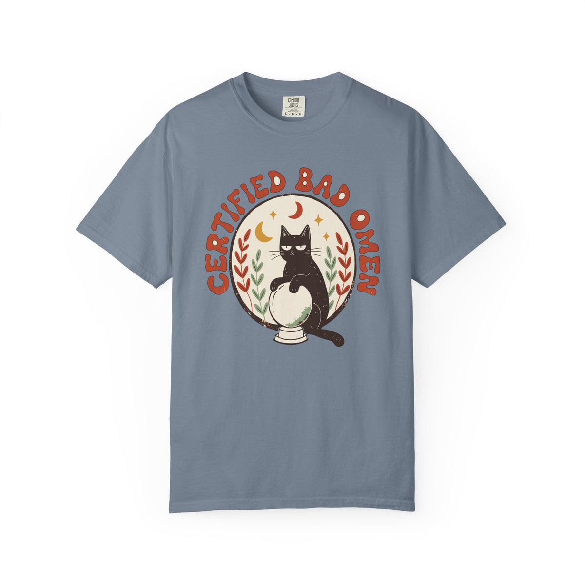 Certified Bad Omen Black Cat Shirt, Comfort Colors Halloween Tee, Funny Cat Lover Gift, Witchy Retro Shirt, Spooky Cat Gift