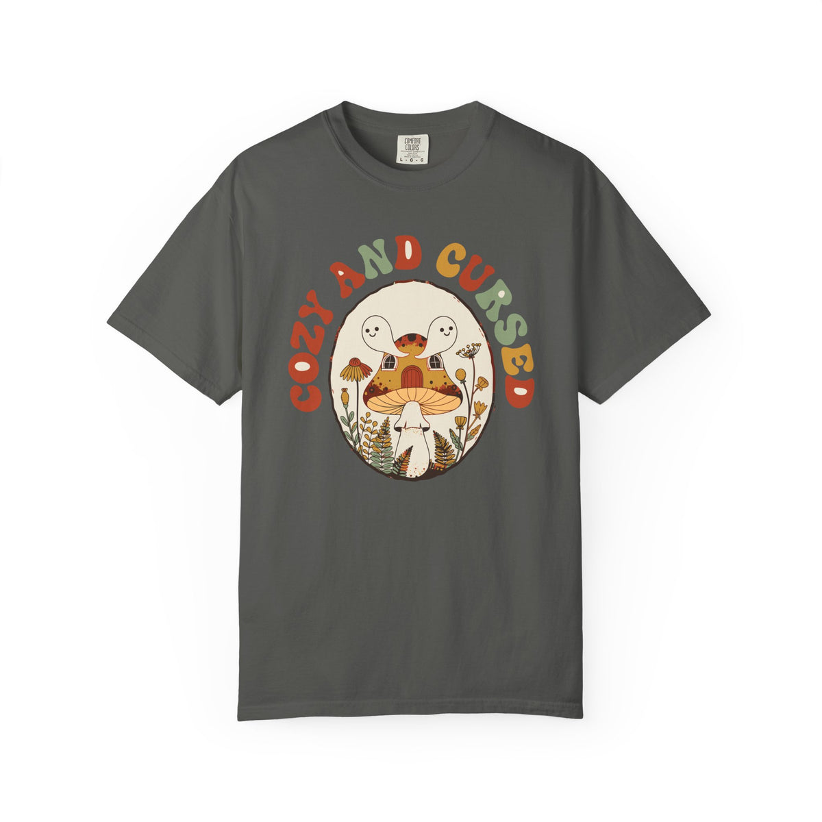 Cozy And Cursed Mushroom Cottage Shirt, Comfort Colors Halloween Cottagecore Tee, Ghost Lover Gift, Spooky Season Shirt