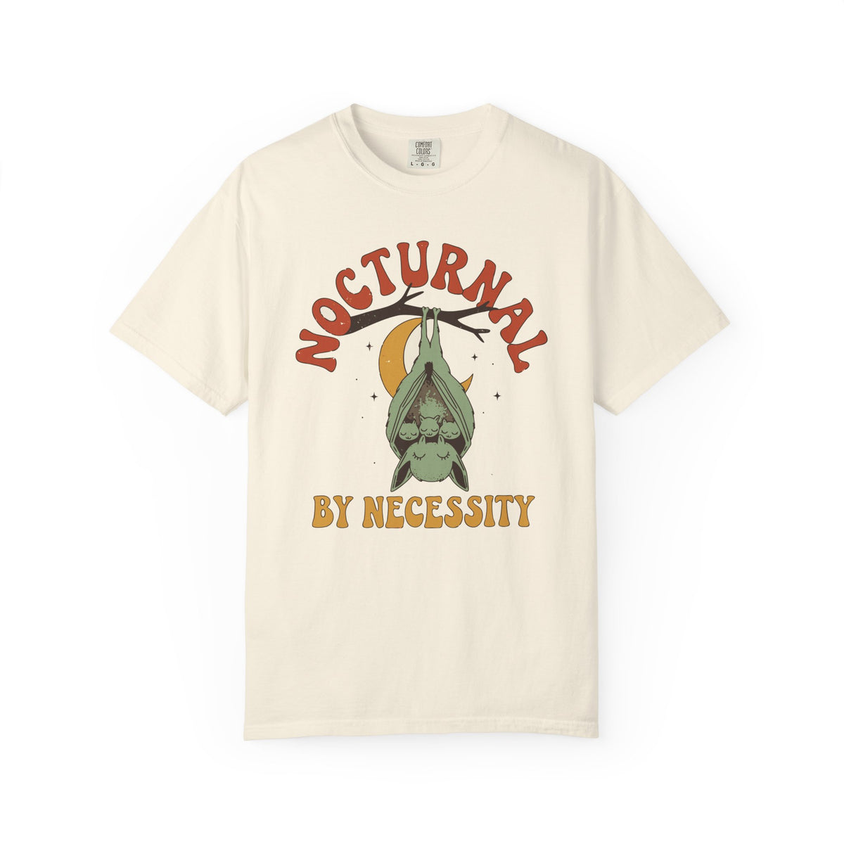 Nocturnal By Necessity Mama Bat Shirt, Comfort Colors Funny Mom Halloween Tee, New Mom Gift, Spooky Cottagecore Shirt
