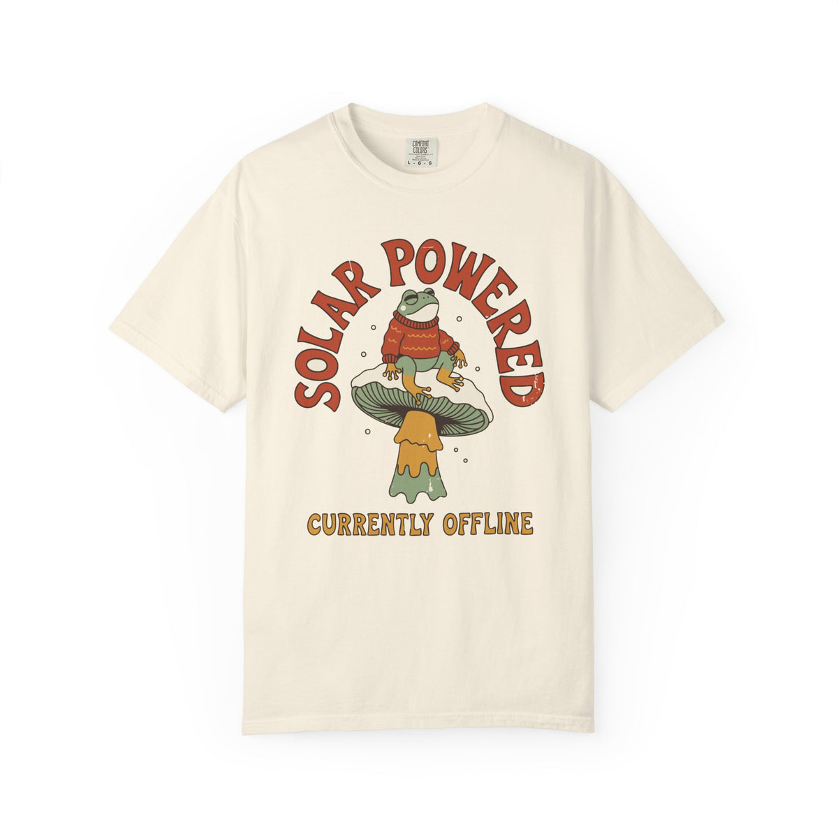 Solar Powered Currently Offline Frog Shirt, Comfort Colors Cozy Winter Frog Tee, Funny Cottagecore Gift, Retro Mushroom Shirt