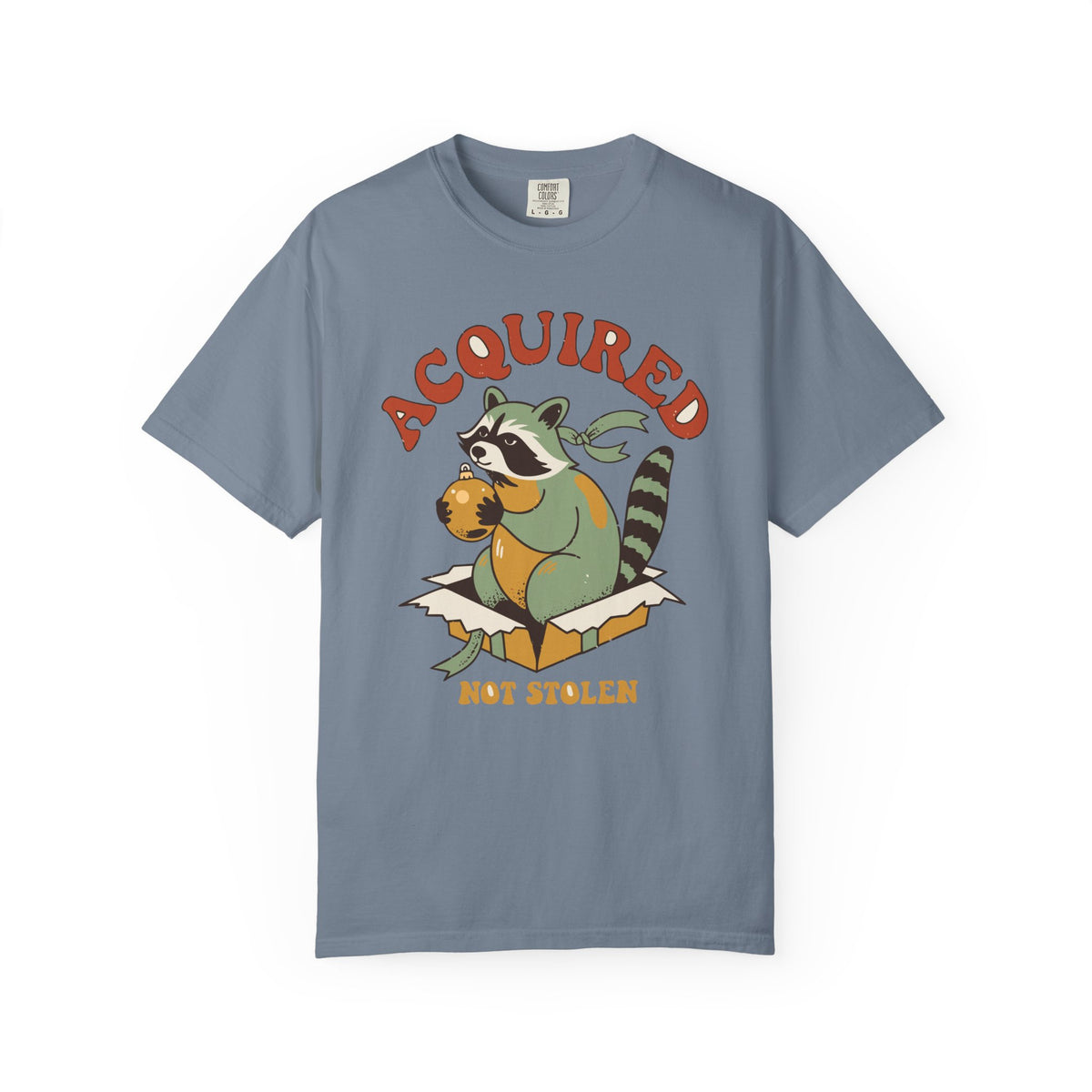 Acquired Not Stolen Raccoon Shirt, Comfort Colors Funny Christmas Trash Panda Tee, Sarcastic Holiday Gift, Retro Xmas Raccoon