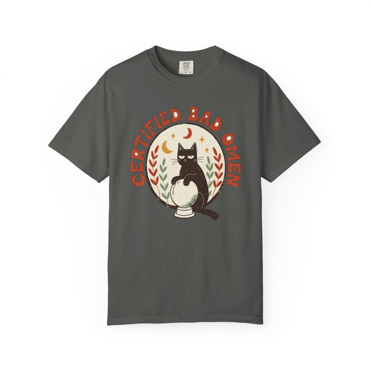 Certified Bad Omen Black Cat Shirt, Comfort Colors Halloween Tee, Funny Cat Lover Gift, Witchy Retro Shirt, Spooky Cat Gift