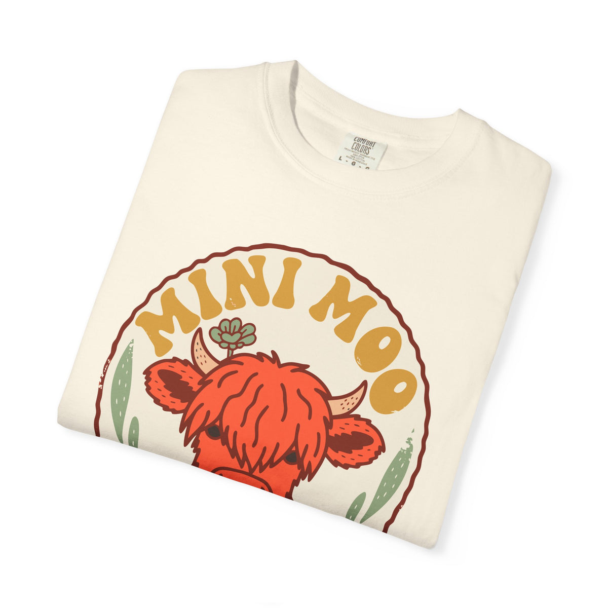 Highland Cow Calf Comfort Colors Shirt, Mini Moo, Cottagecore Farm Animal Tee, Baby Cow Gift