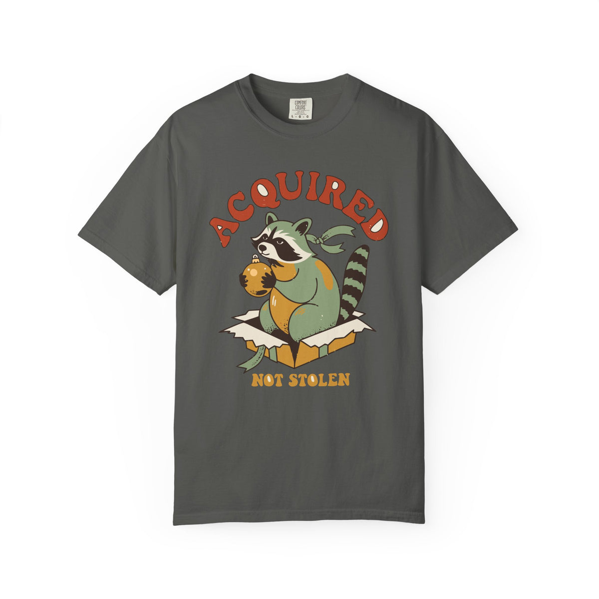 Acquired Not Stolen Raccoon Shirt, Comfort Colors Funny Christmas Trash Panda Tee, Sarcastic Holiday Gift, Retro Xmas Raccoon