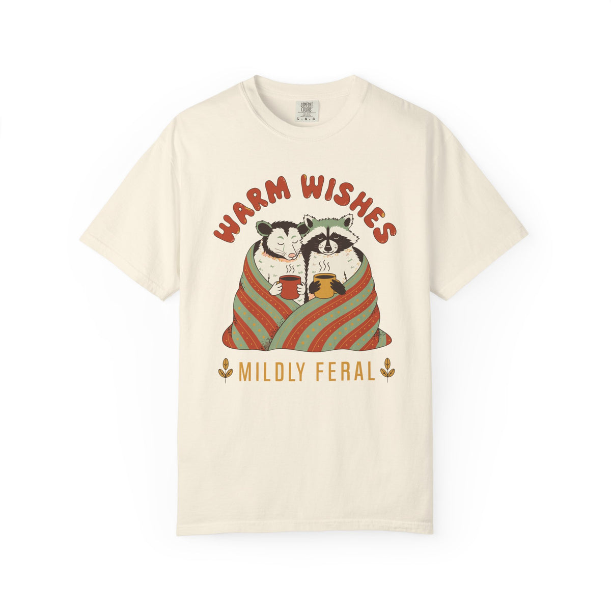 Warm Wishes Mildly Feral Shirt, Comfort Colors Funny Christmas Possum Raccoon Tee, Cozy Holiday Gift, Retro Winter Animal Shirt