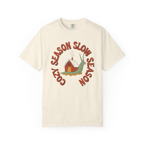 Cozy Season Slow Season Snail Shirt, Comfort Colors Cottagecore Winter Tee, Cozy Homebody Gift, Retro Snail Cottage Shirt