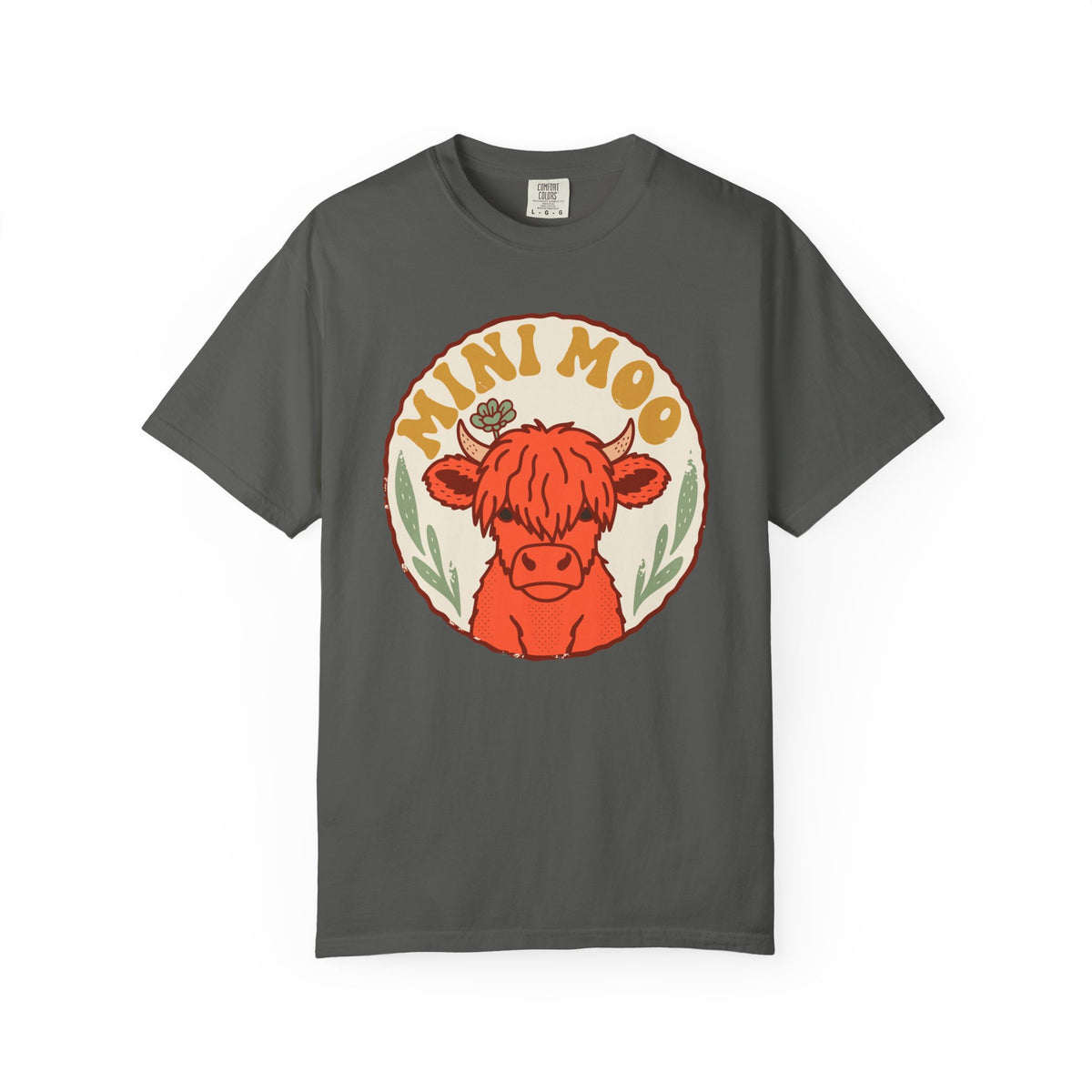 Highland Cow Calf Comfort Colors Shirt, Mini Moo, Cottagecore Farm Animal Tee, Baby Cow Gift