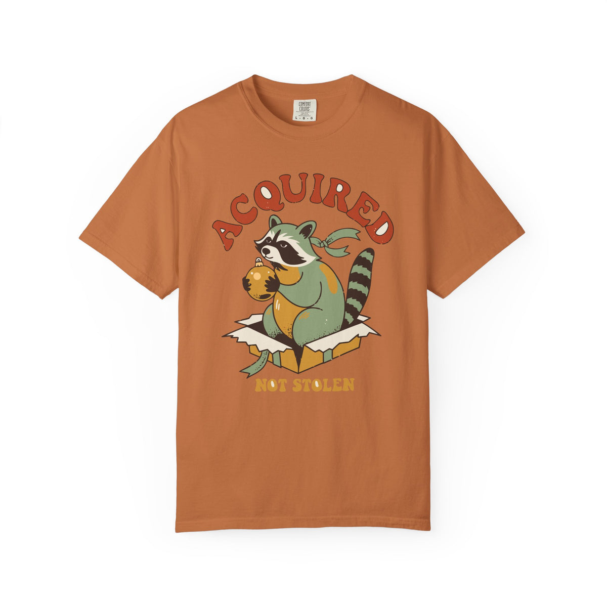 Acquired Not Stolen Raccoon Shirt, Comfort Colors Funny Christmas Trash Panda Tee, Sarcastic Holiday Gift, Retro Xmas Raccoon