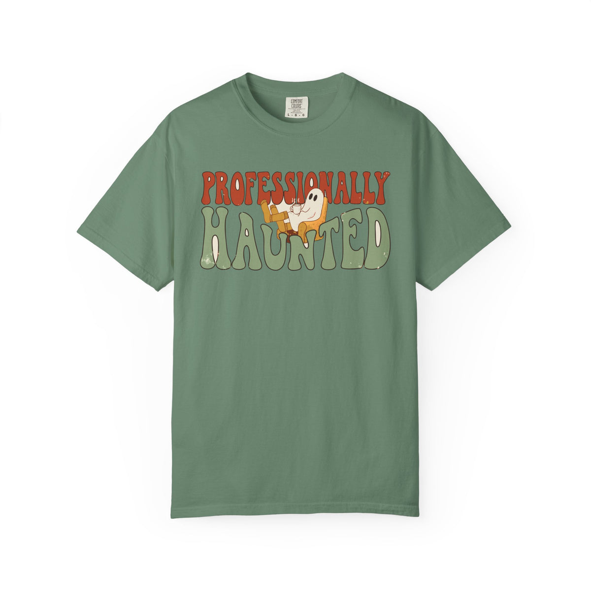 Professionally Haunted Ghost Shirt, Comfort Colors Funny Halloween Tee, Cozy Ghost Gift, Retro Spooky Homebody Shirt