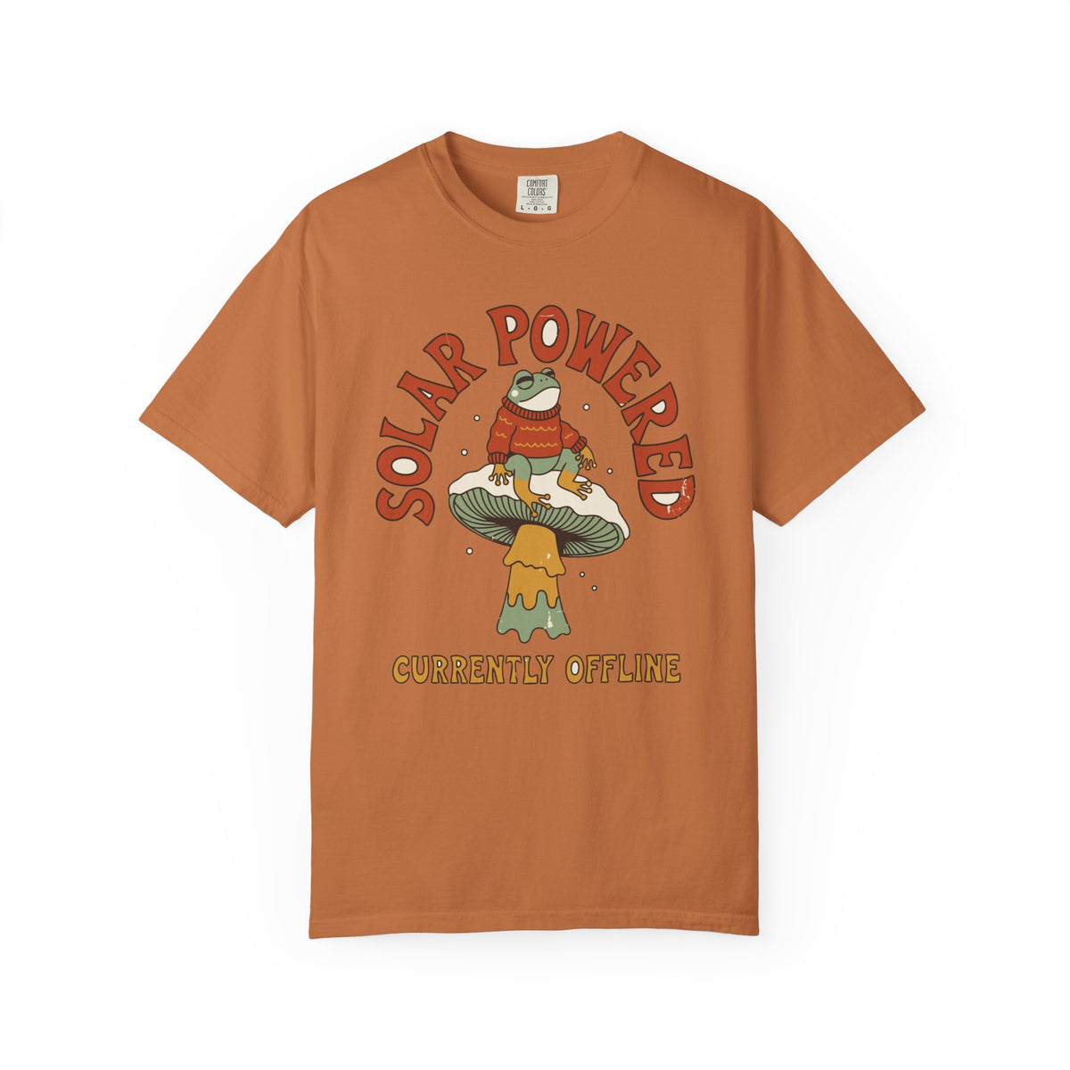 Solar Powered Currently Offline Frog Shirt, Comfort Colors Cozy Winter Frog Tee, Funny Cottagecore Gift, Retro Mushroom Shirt