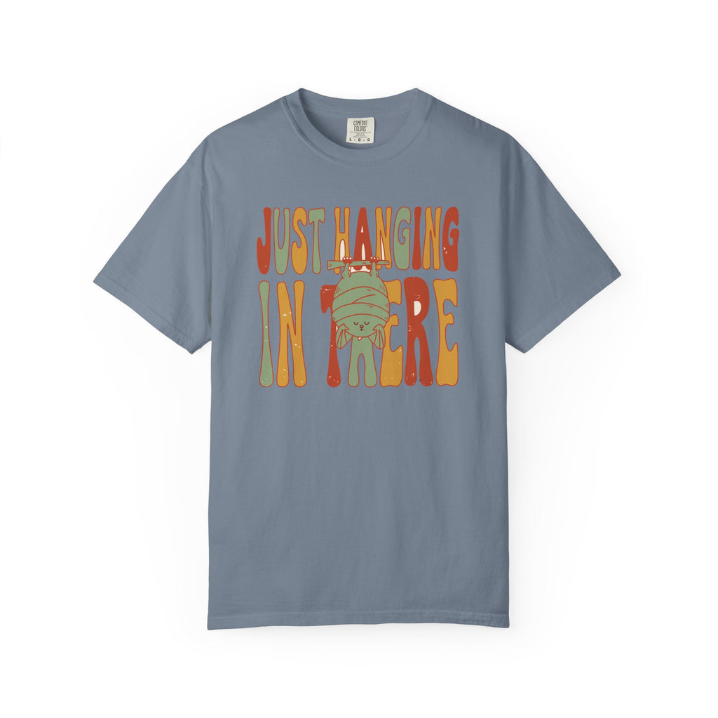 Just Hanging In There Bat Shirt, Comfort Colors Cute Bat Tee, Funny Halloween Gift, Retro Spooky Animal Shirt, Encouragement Gift