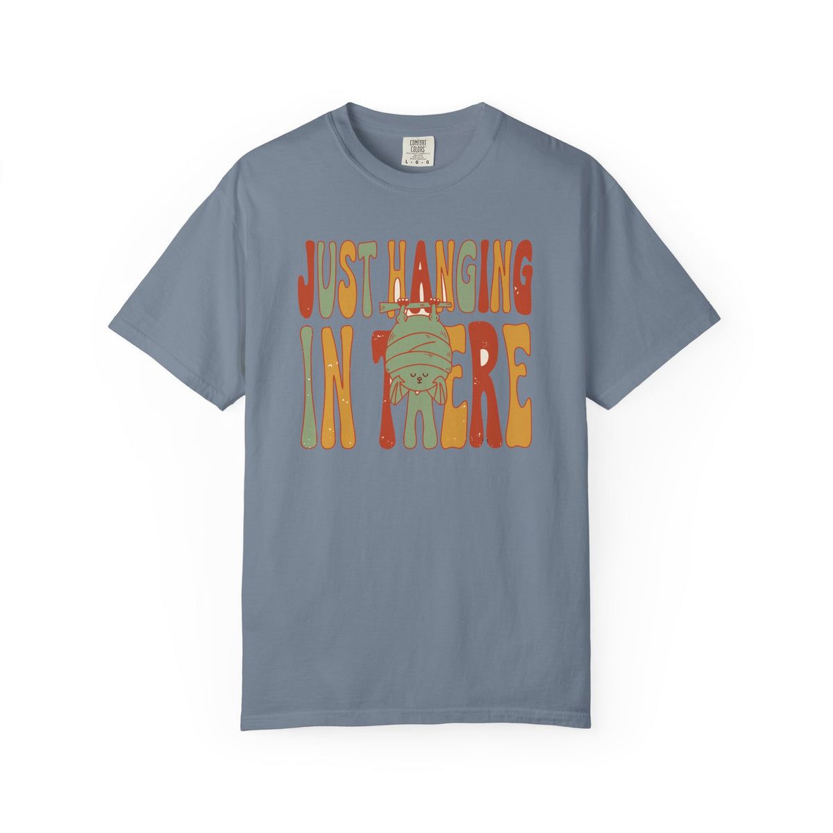Just Hanging In There Bat Shirt, Comfort Colors Cute Bat Tee, Funny Halloween Gift, Retro Spooky Animal Shirt, Encouragement Gift