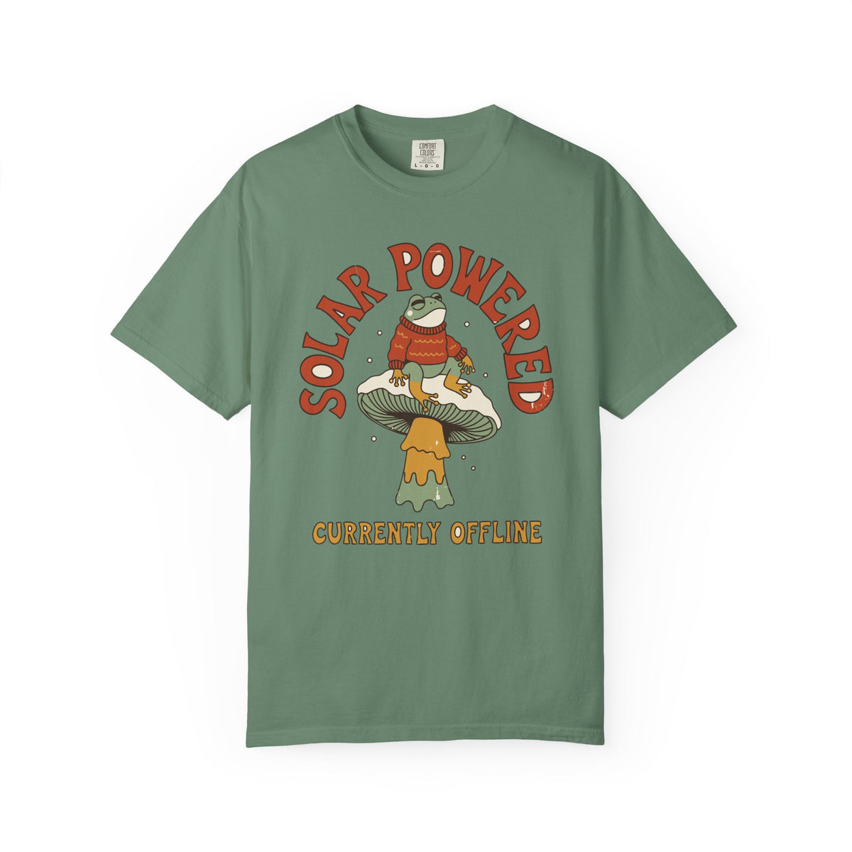 Solar Powered Currently Offline Frog Shirt, Comfort Colors Cozy Winter Frog Tee, Funny Cottagecore Gift, Retro Mushroom Shirt