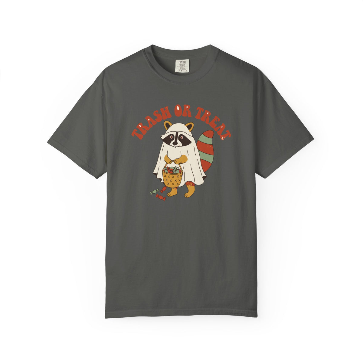 Trash Or Treat Raccoon Ghost Shirt, Comfort Colors Funny Halloween Tee, Trash Panda Halloween Gift, Retro Spooky Shirt