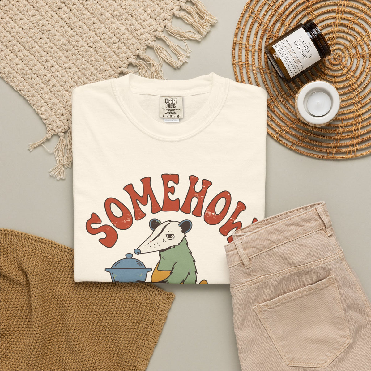 Funny Possum Comfort Colors Shirt, Somehow Hosting Again, Thanksgiving Hostess Tee, Friendsgiving Gift