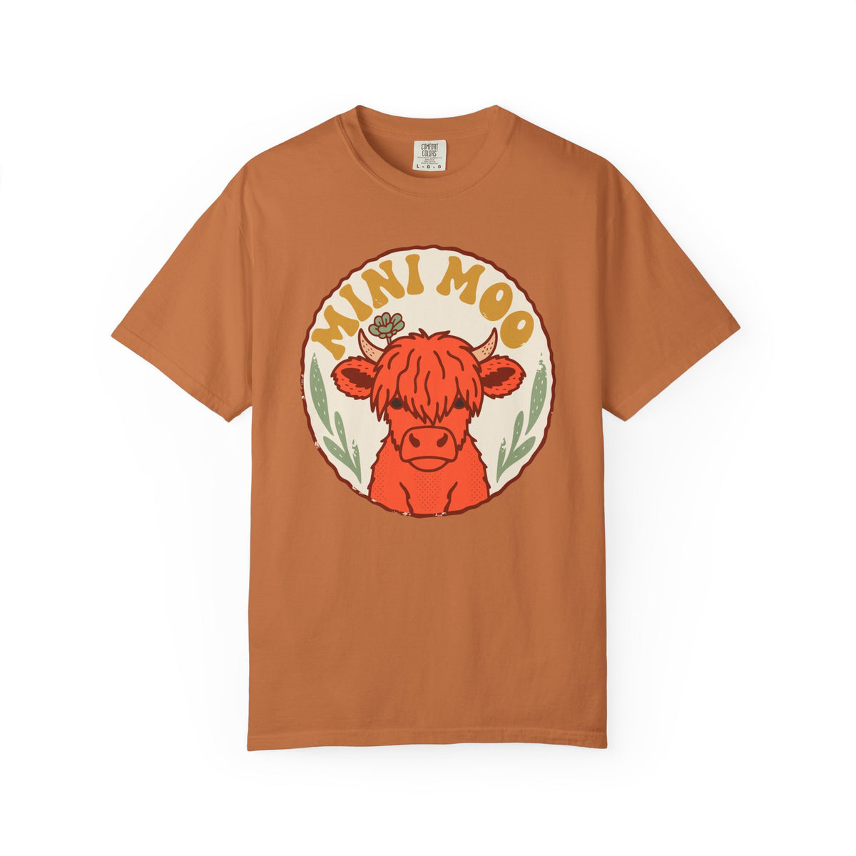 Highland Cow Calf Comfort Colors Shirt, Mini Moo, Cottagecore Farm Animal Tee, Baby Cow Gift