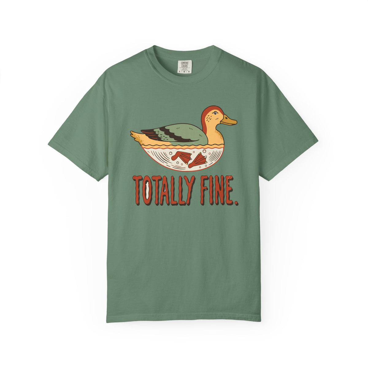 Totally Fine Duck Shirt, Comfort Colors Funny Anxiety Tee, Paddling Duck Gift, Relatable Retro Animal Shirt, Mental Health Gift
