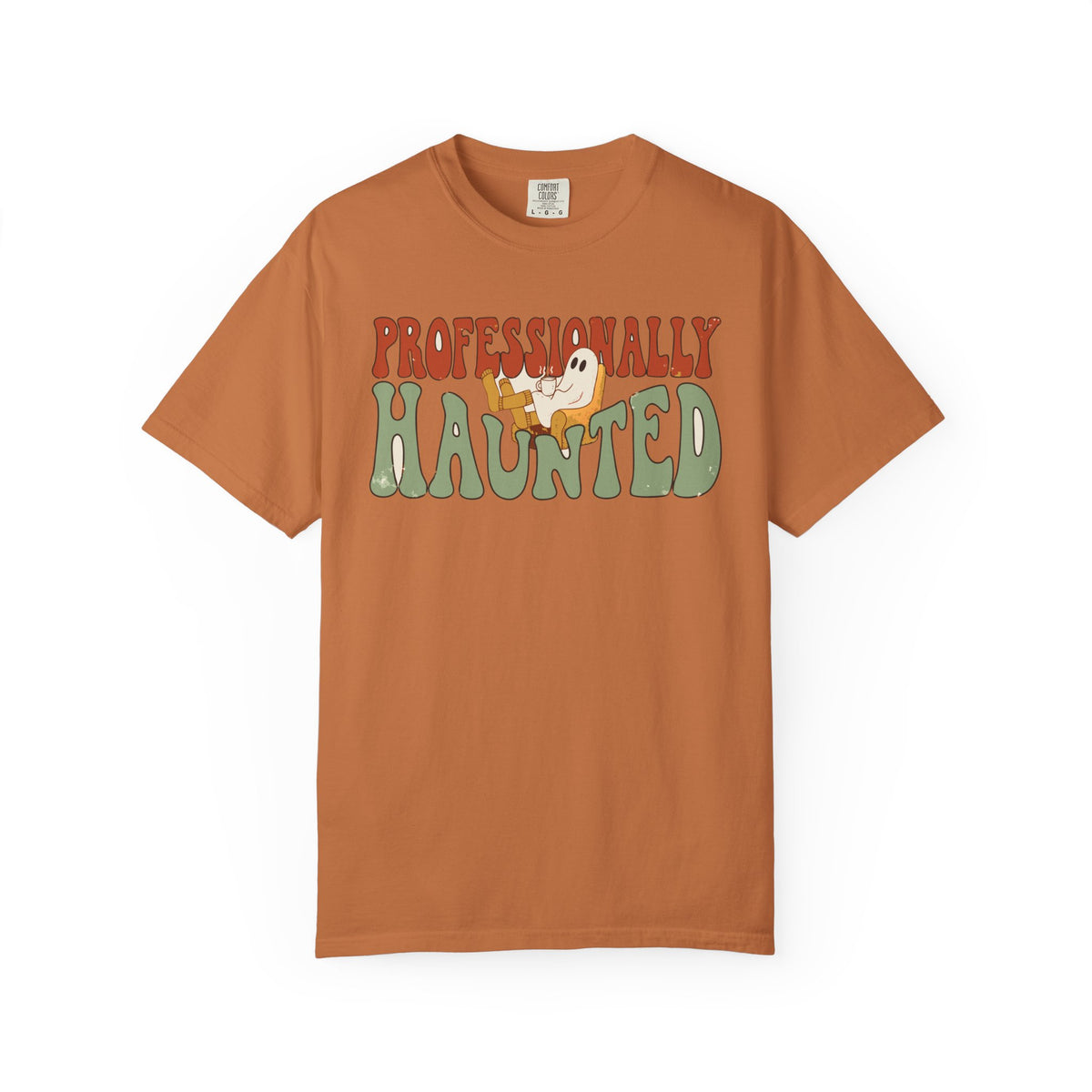 Professionally Haunted Ghost Shirt, Comfort Colors Funny Halloween Tee, Cozy Ghost Gift, Retro Spooky Homebody Shirt