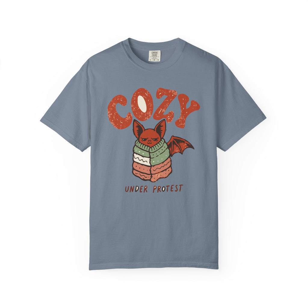 Funny Bat Comfort Colors Shirt, Cozy Under Protest, Antisocial Introvert Tee, Grumpy Gift