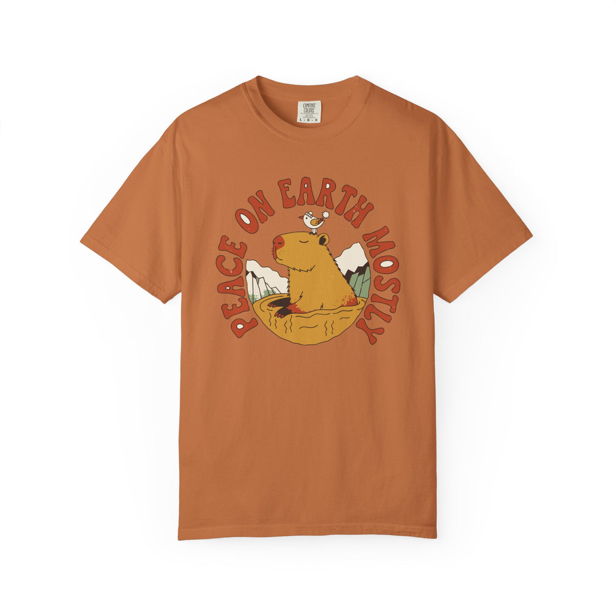 Peace On Earth Mostly Capybara Shirt, Comfort Colors Funny Christmas Capybara Tee, Calm Holiday Gift, Retro Hot Spring Shirt
