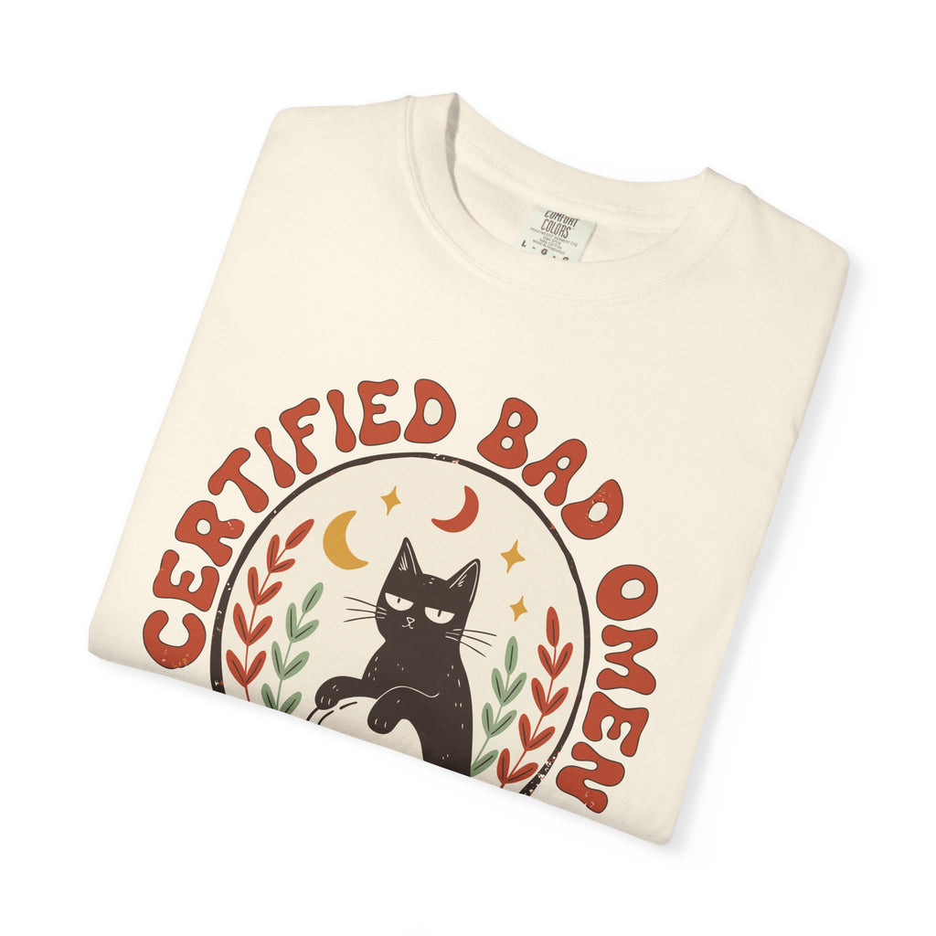 Certified Bad Omen Black Cat Shirt, Comfort Colors Halloween Tee, Funny Cat Lover Gift, Witchy Retro Shirt, Spooky Cat Gift