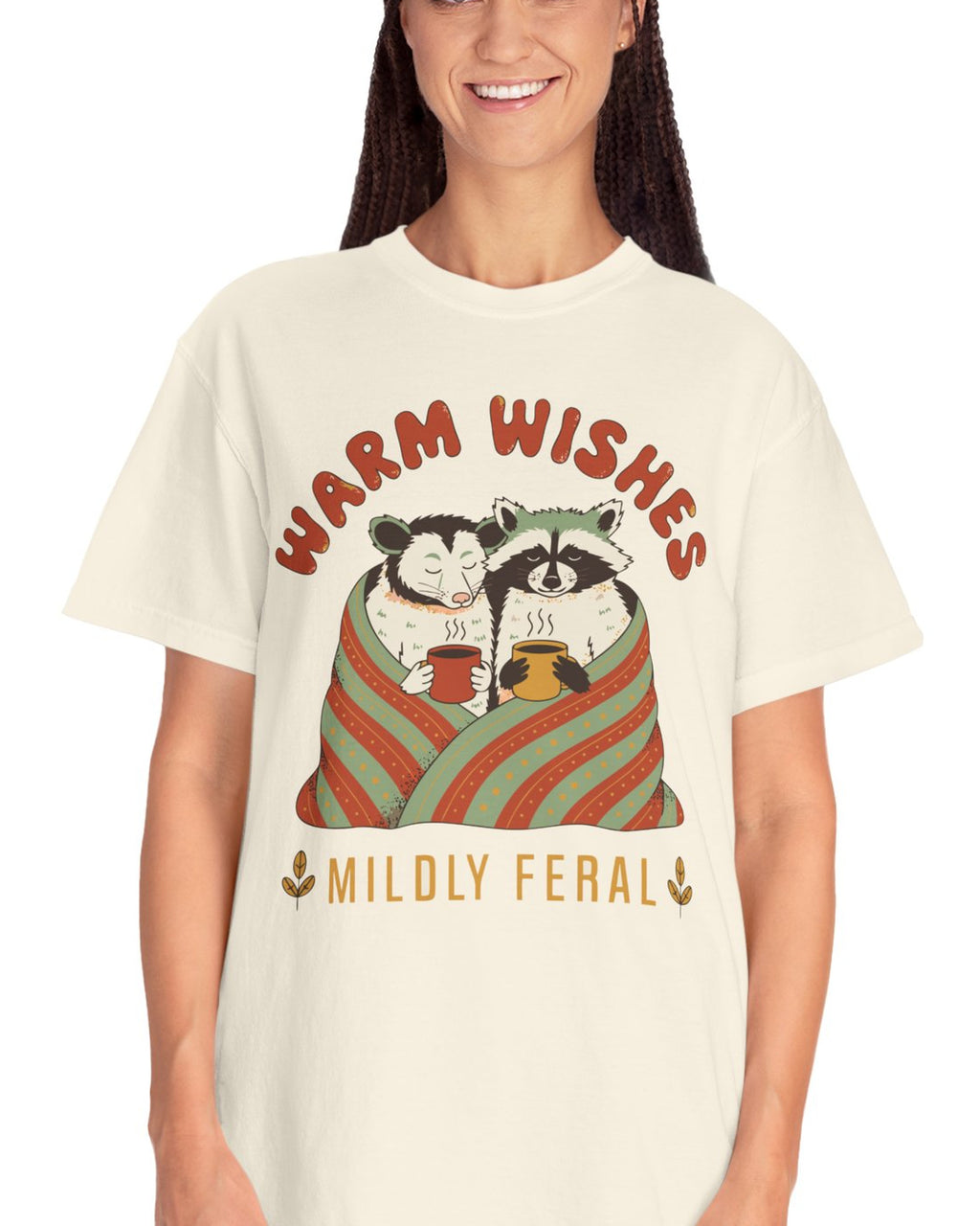 Warm Wishes Mildly Feral Shirt, worn by a model