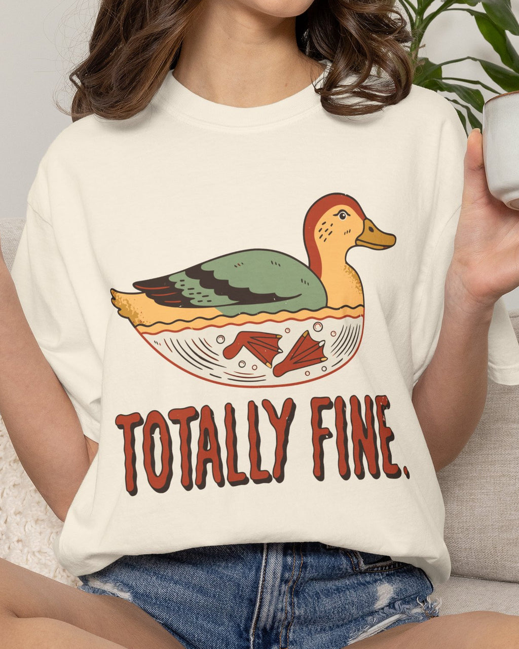 Totally Fine Duck Shirt, worn by a model