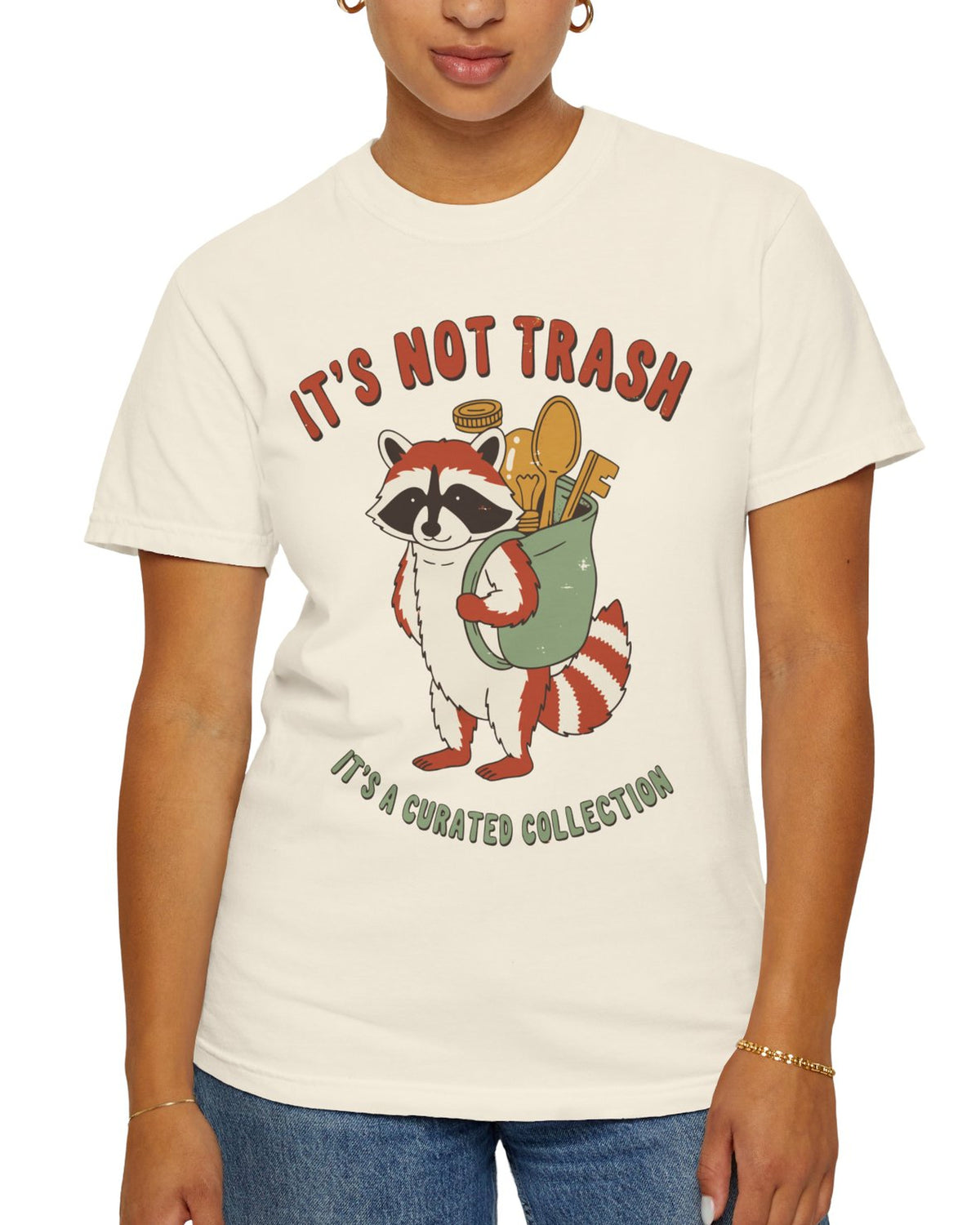 It's Not Trash It's A Curated Collection Raccoon Shirt, worn by a model