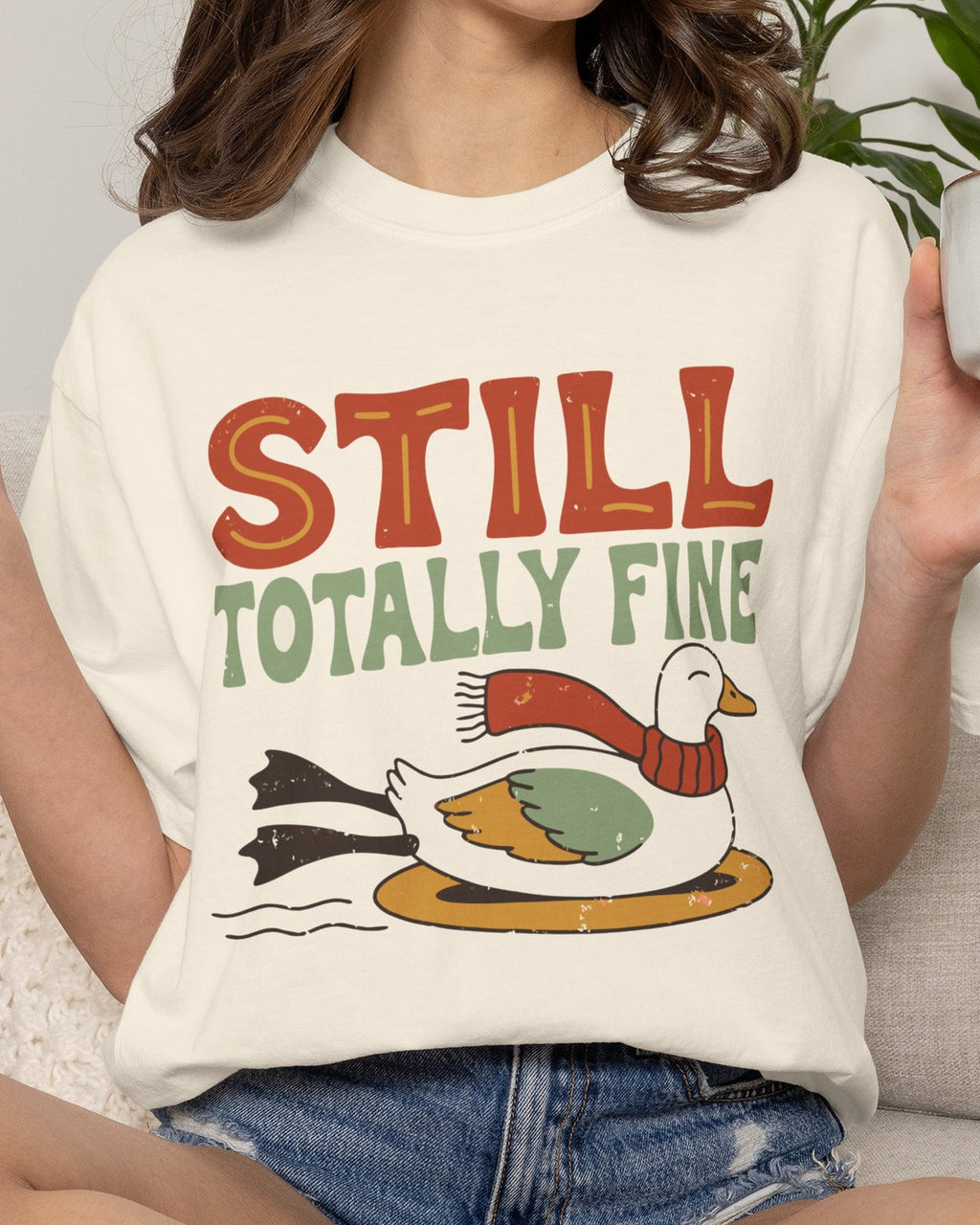 Still Totally Fine Duck Shirt, worn by a model