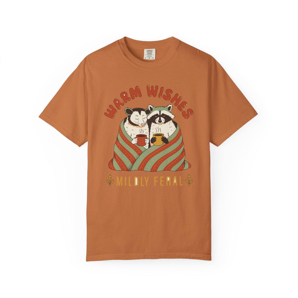 Warm Wishes Mildly Feral Shirt, Comfort Colors Funny Christmas Possum Raccoon Tee, Cozy Holiday Gift, Retro Winter Animal Shirt