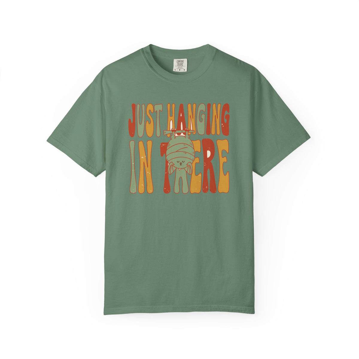 Just Hanging In There Bat Shirt, Comfort Colors Cute Bat Tee, Funny Halloween Gift, Retro Spooky Animal Shirt, Encouragement Gift