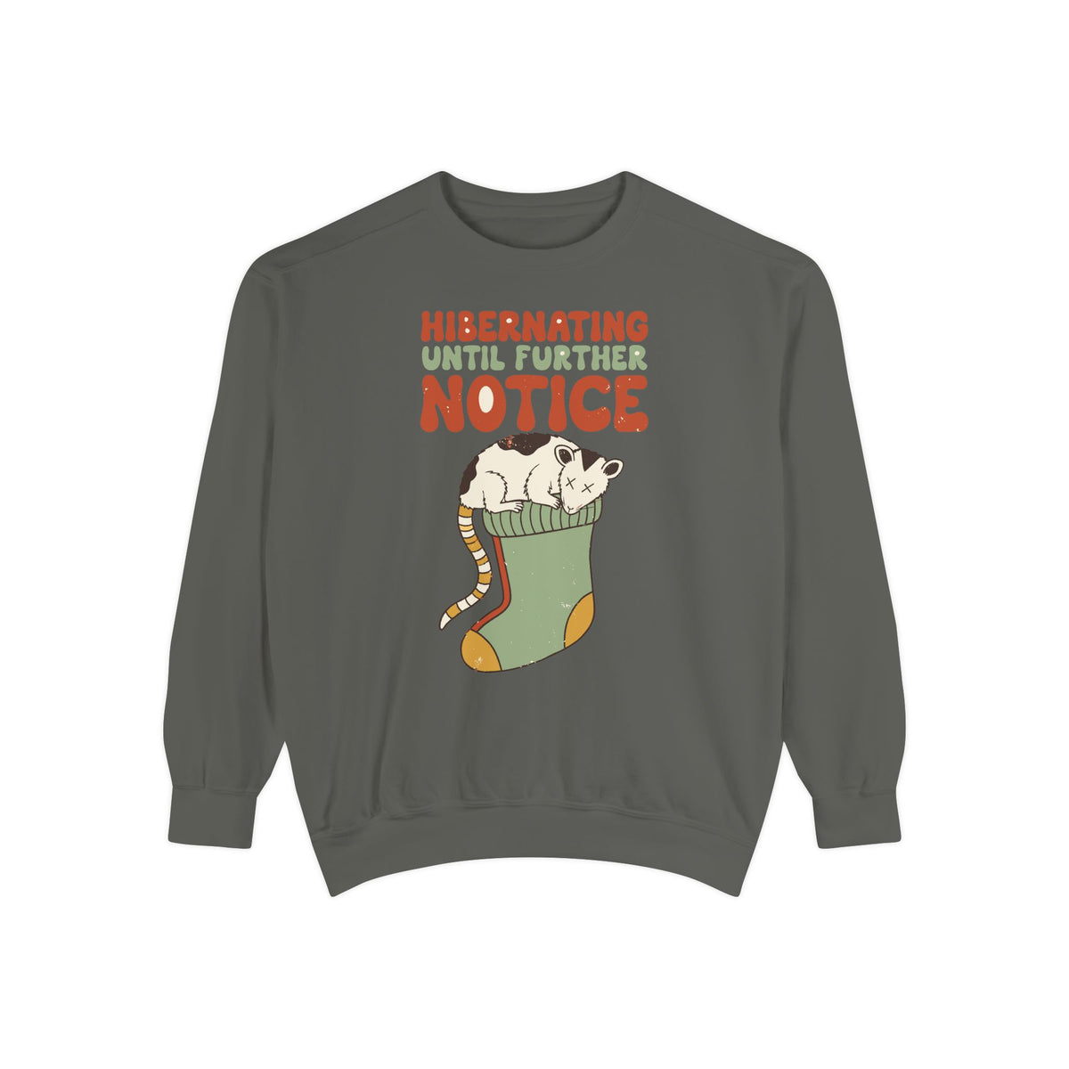 Hibernating Until Further Notice Possum Sweatshirt, Comfort Colors Cozy Winter Crewneck, Funny Christmas Introvert Gift, Retro Animal Shirt
