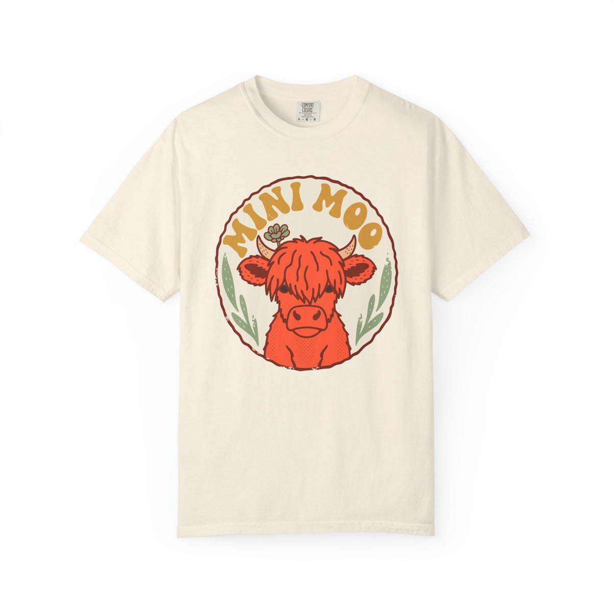 Highland Cow Calf Comfort Colors Shirt, Mini Moo, Cottagecore Farm Animal Tee, Baby Cow Gift