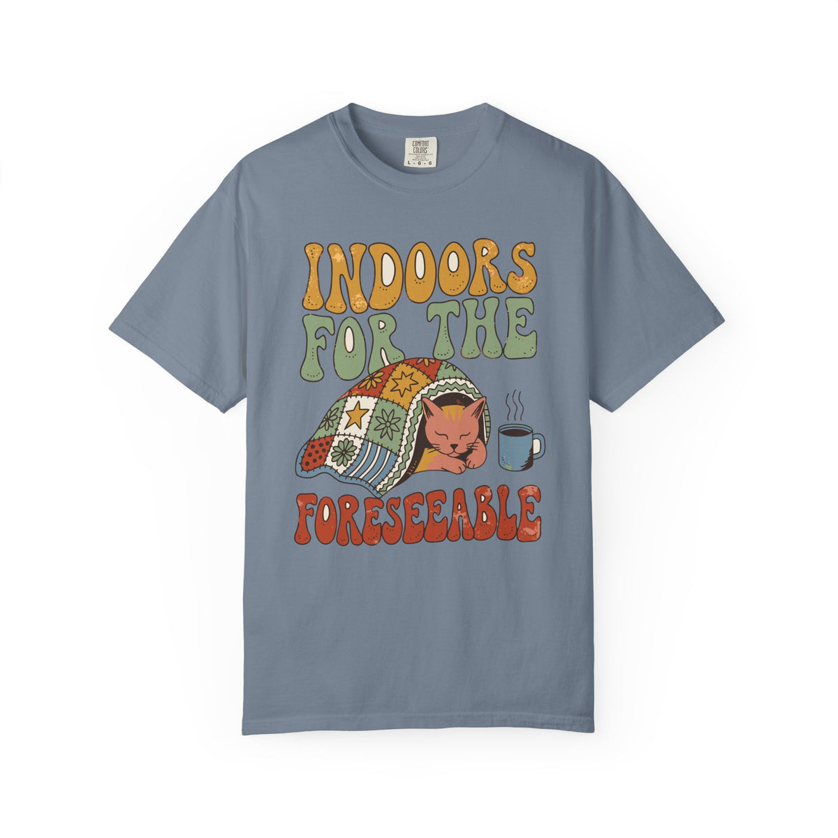 Sleepy Cat Comfort Colors Shirt, Indoors For The Foreseeable, Hygge Cat Nap Tee, Cat Lover Gift
