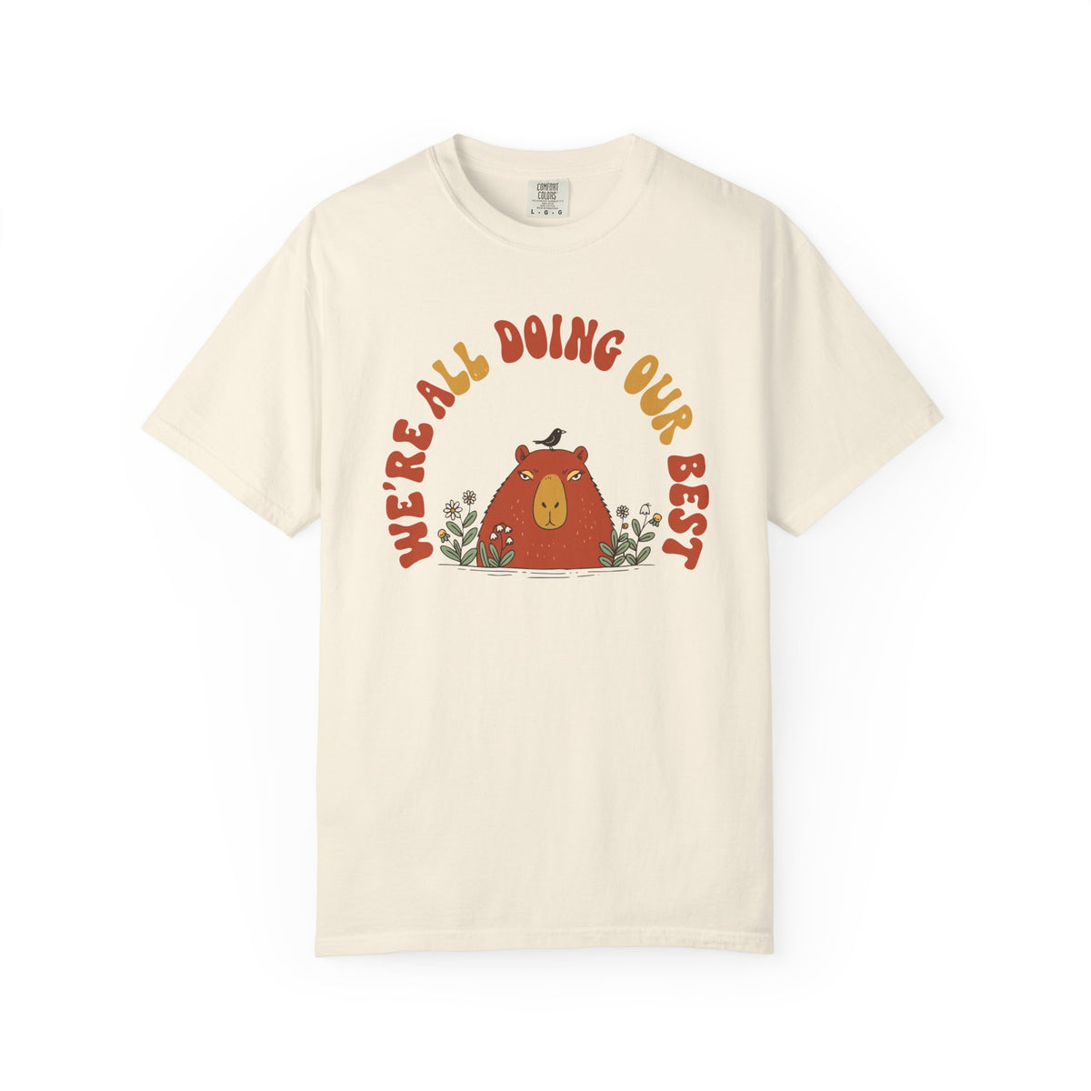 We're All Doing Our Best Capybara Shirt, Comfort Colors Cottagecore Tee, Wholesome Capybara Gift, Cozy Retro Animal Shirt