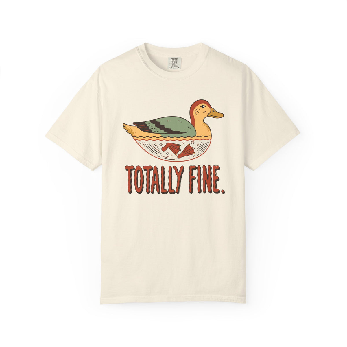 Totally Fine Duck Shirt, Comfort Colors Funny Anxiety Tee, Paddling Duck Gift, Relatable Retro Animal Shirt, Mental Health Gift