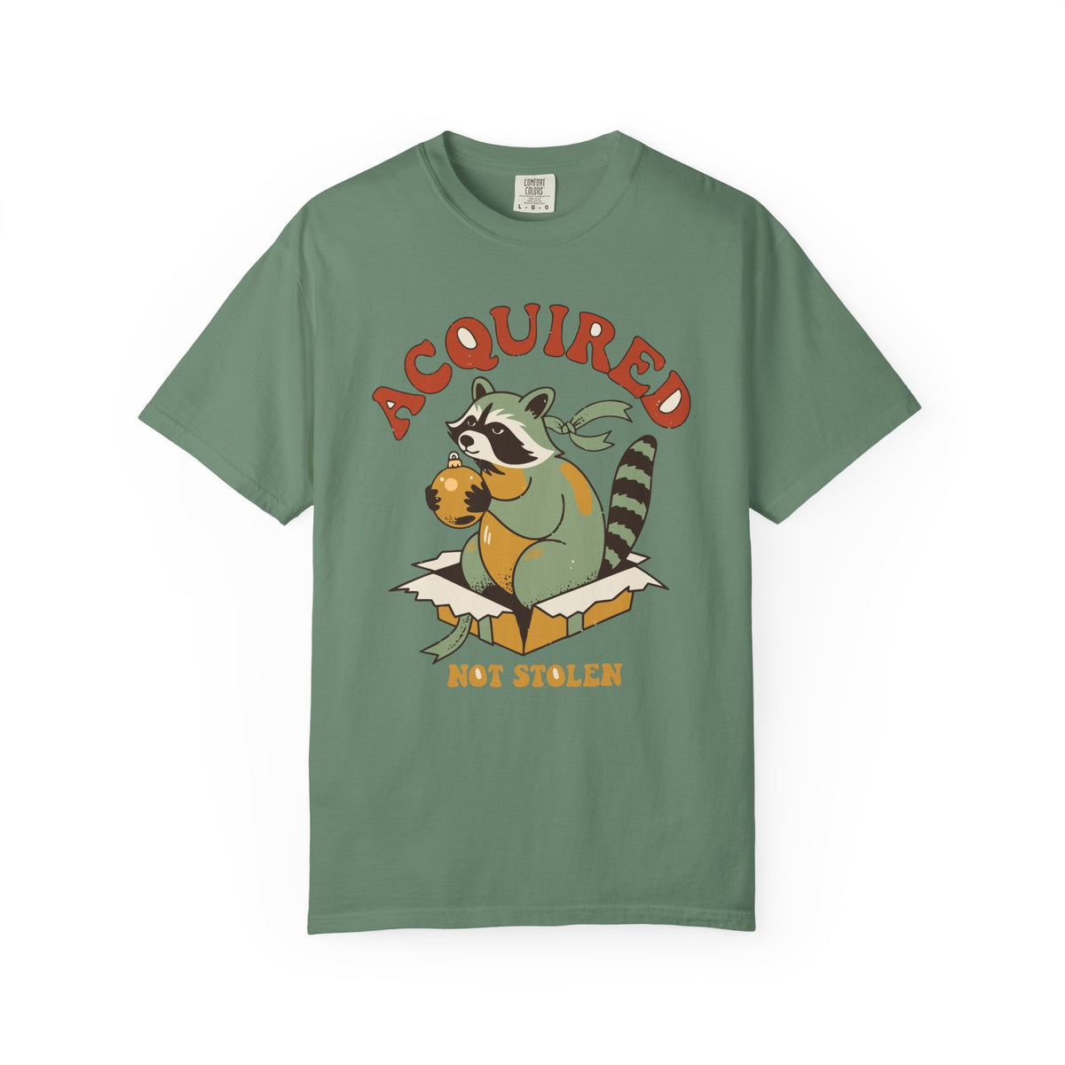 Acquired Not Stolen Raccoon Shirt, Comfort Colors Funny Christmas Trash Panda Tee, Sarcastic Holiday Gift, Retro Xmas Raccoon