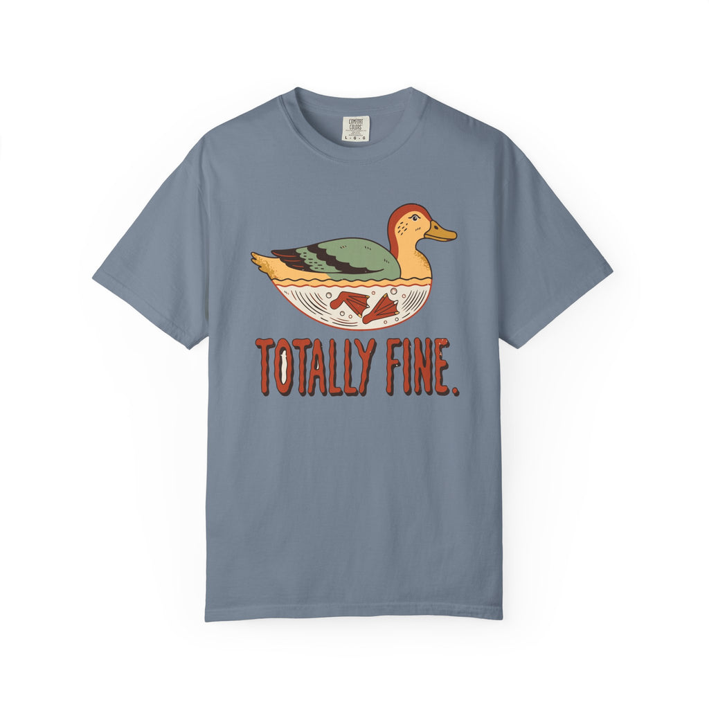 Totally Fine Duck Shirt, Comfort Colors Funny Anxiety Tee, Paddling Duck Gift, Relatable Retro Animal Shirt, Mental Health Gift