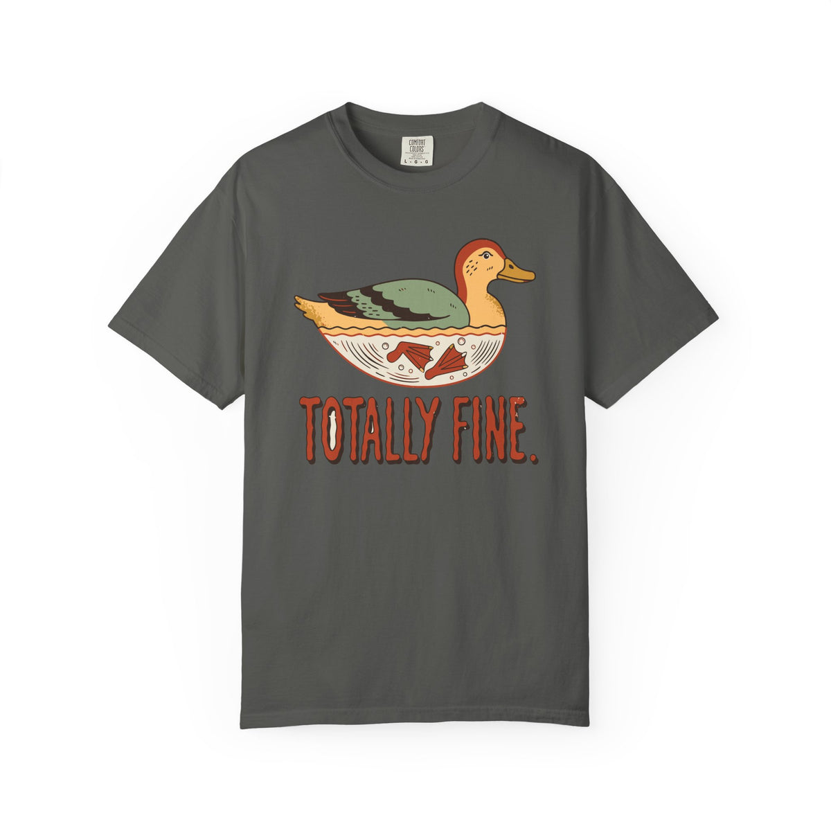 Totally Fine Duck Shirt, Comfort Colors Funny Anxiety Tee, Paddling Duck Gift, Relatable Retro Animal Shirt, Mental Health Gift