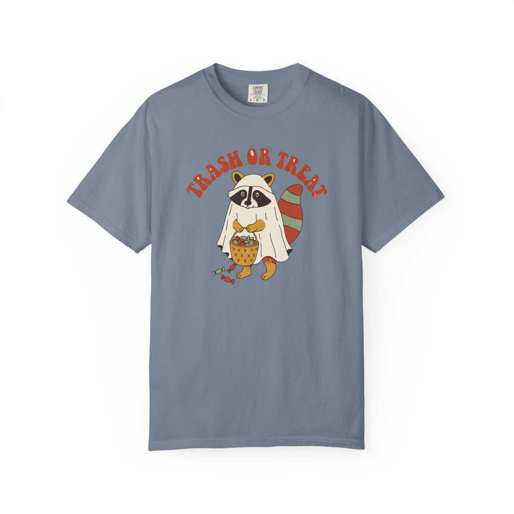 Trash Or Treat Raccoon Ghost Shirt, Comfort Colors Funny Halloween Tee, Trash Panda Halloween Gift, Retro Spooky Shirt