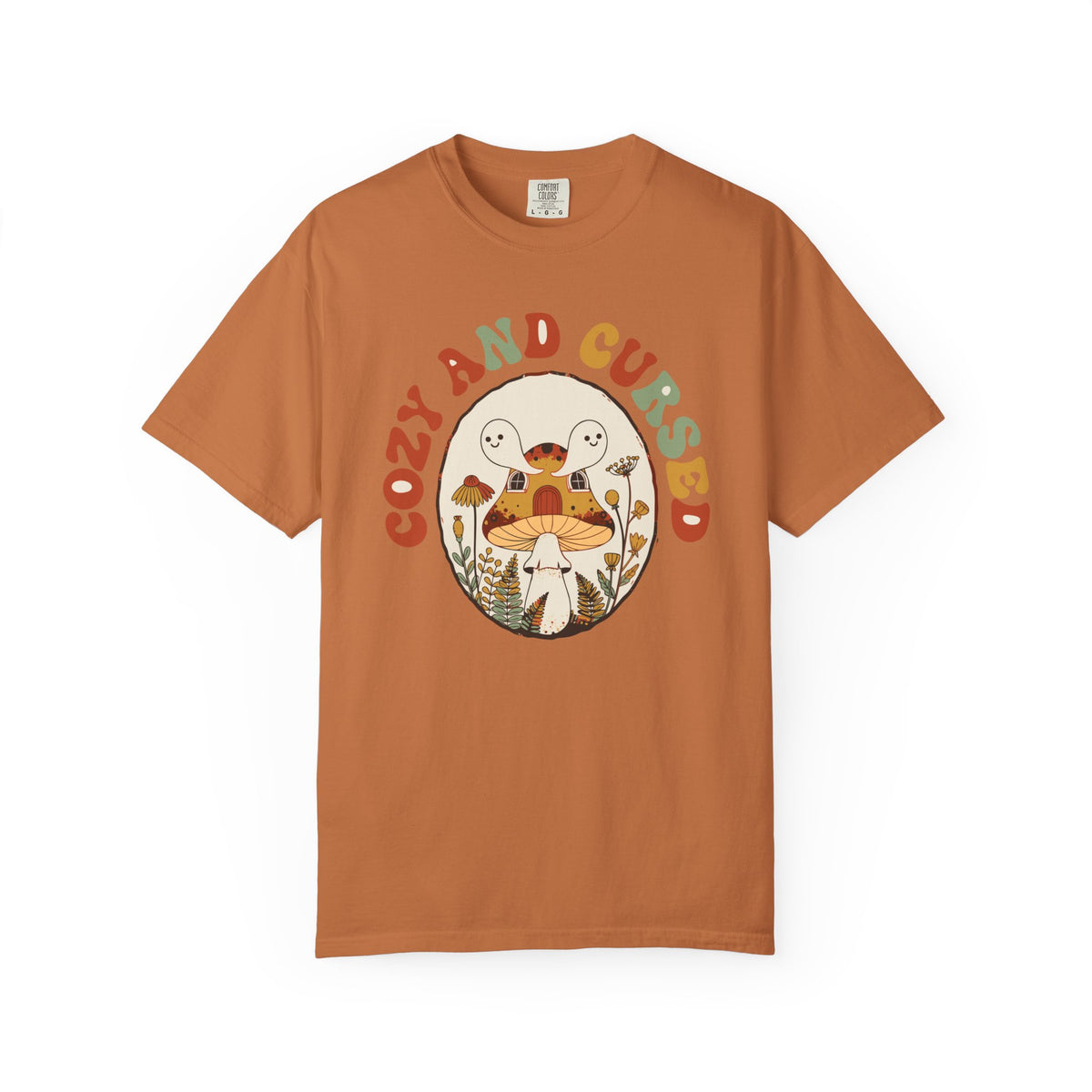 Cozy And Cursed Mushroom Cottage Shirt, Comfort Colors Halloween Cottagecore Tee, Ghost Lover Gift, Spooky Season Shirt