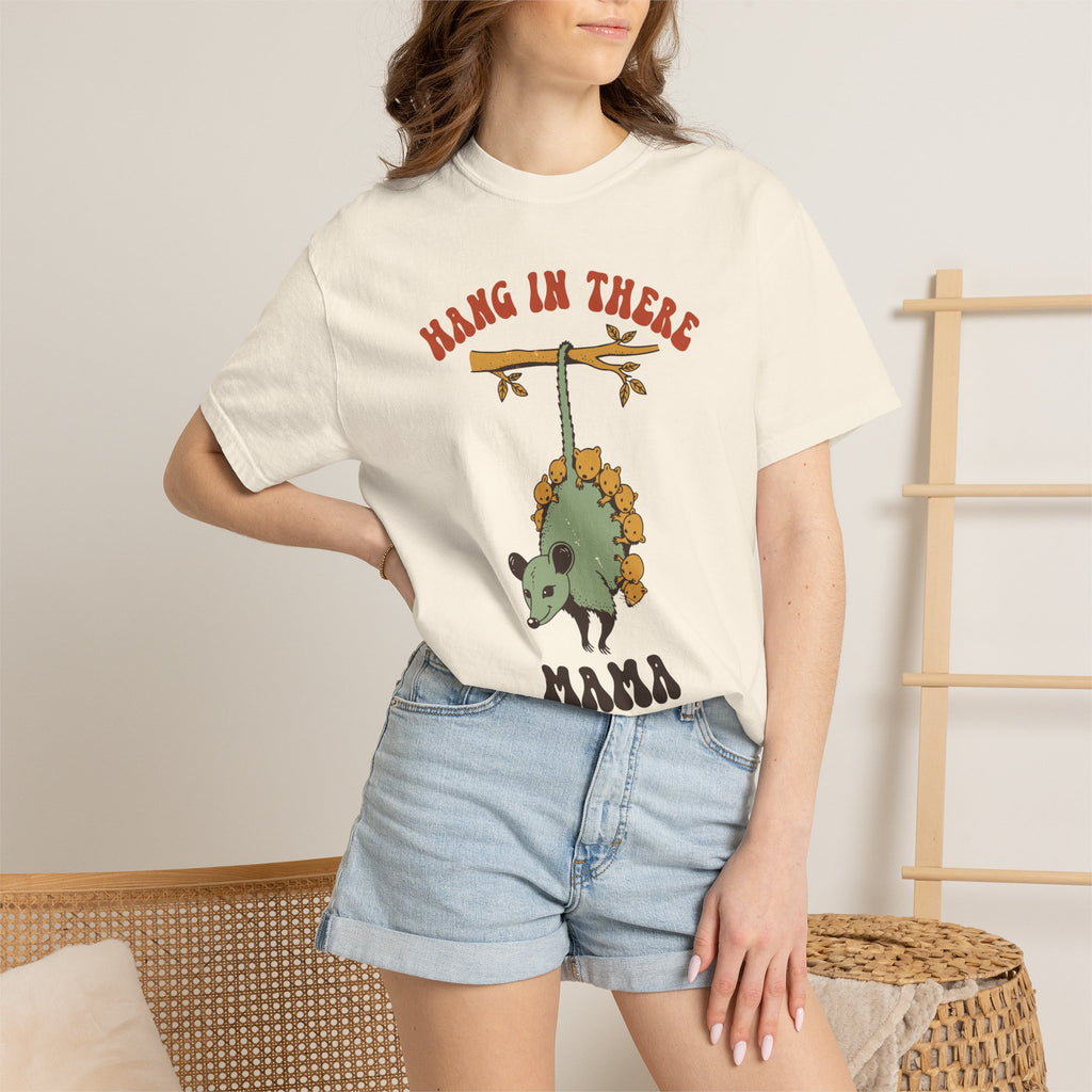Hang In There Mama Possum Shirt, Comfort Colors Mom Tee, Funny New Mom Gift, Mother's Day Shirt, Cute Opossum Mama Gift