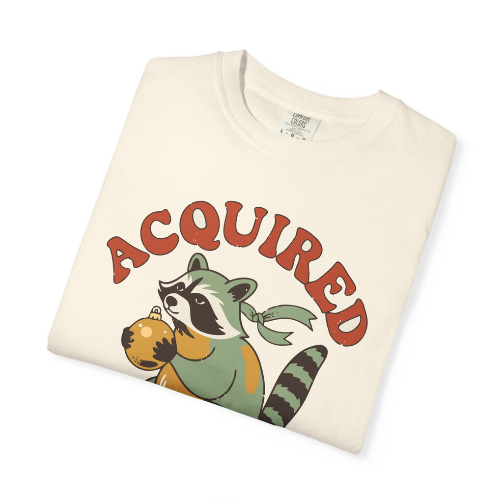 Acquired Not Stolen Raccoon Shirt, Comfort Colors Funny Christmas Trash Panda Tee, Sarcastic Holiday Gift, Retro Xmas Raccoon