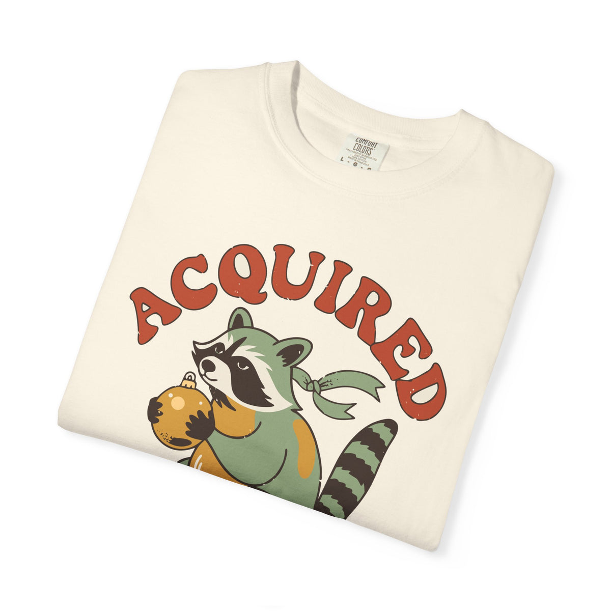 Acquired Not Stolen Raccoon Shirt, Comfort Colors Funny Christmas Trash Panda Tee, Sarcastic Holiday Gift, Retro Xmas Raccoon