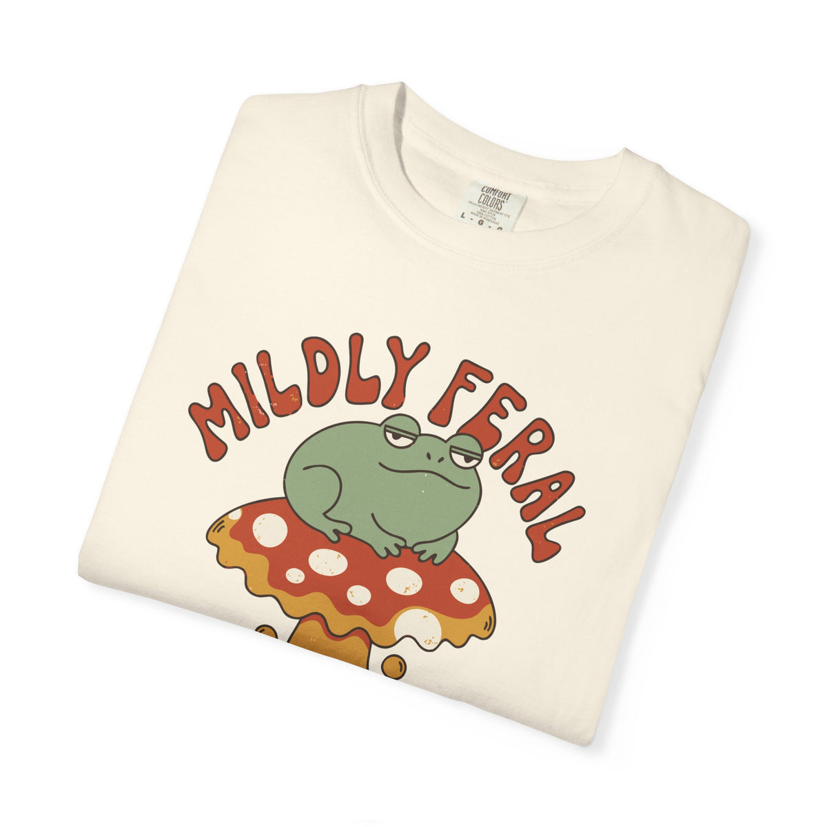 Mildly Feral Deeply Cozy Frog Shirt, Comfort Colors Cottagecore Mushroom Tee, Retro Frog Lover Gift, Funny Introvert Shirt