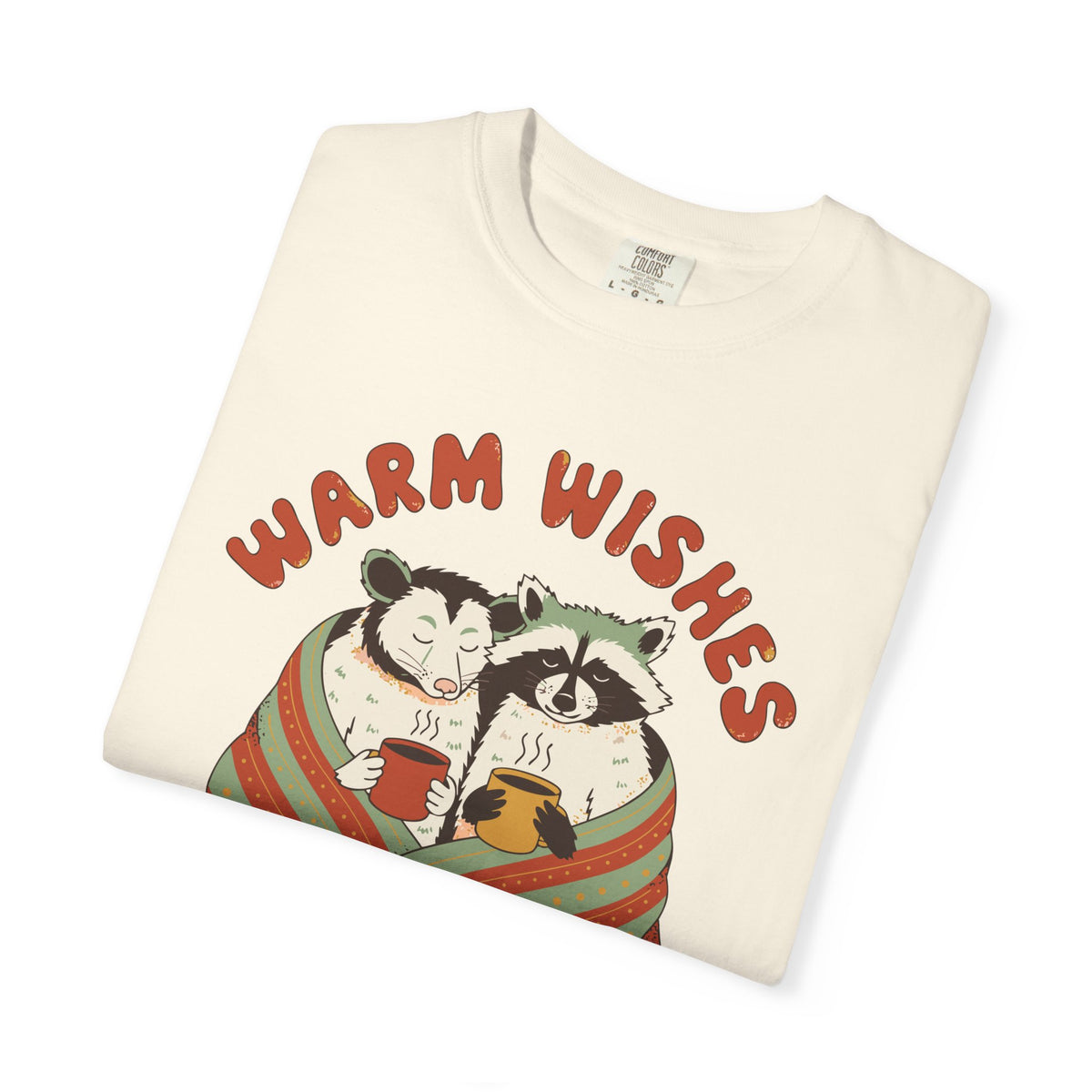 Warm Wishes Mildly Feral Shirt, Comfort Colors Funny Christmas Possum Raccoon Tee, Cozy Holiday Gift, Retro Winter Animal Shirt