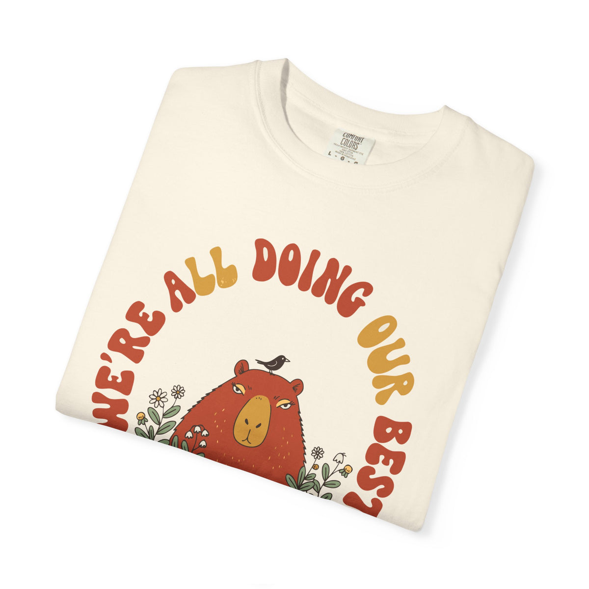 We're All Doing Our Best Capybara Shirt, Comfort Colors Cottagecore Tee, Wholesome Capybara Gift, Cozy Retro Animal Shirt